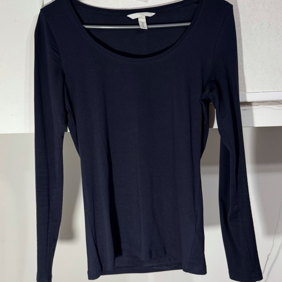 H&M Tops - H&M Dark Blue Fitted Long Sleeve Blouse size S cotton